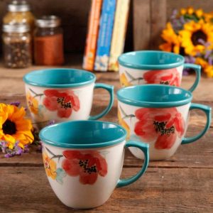 Turquoise 4-Piece 16-Ounce Coffee Mug Set