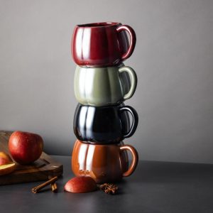 Pack of 4 16 oz Pumpkin Pearl Coffee Mugs