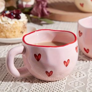 Charming Red Heart Ceramic Coffee Mug 7. 4Oz - Perfect For Coffee, Tea & Milk | Dishwasher/Microwave Safe | Ideal Valentine'S Day, Anniversary, Wedding Gift | Reusable & Eco-Friendly